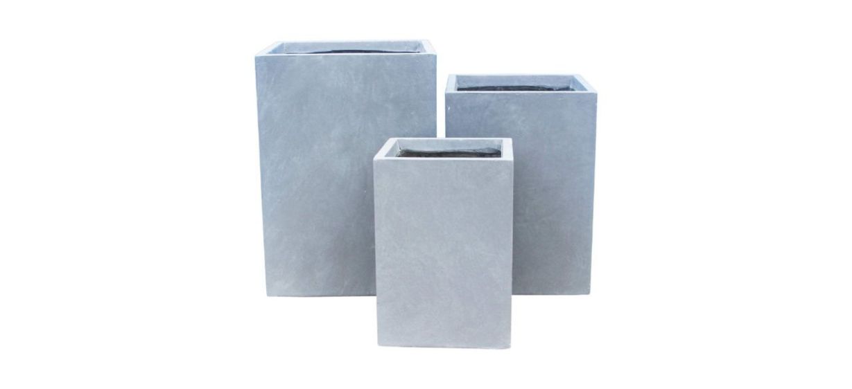 Best Kante Tall Lightweight Set of Three Concrete Planters