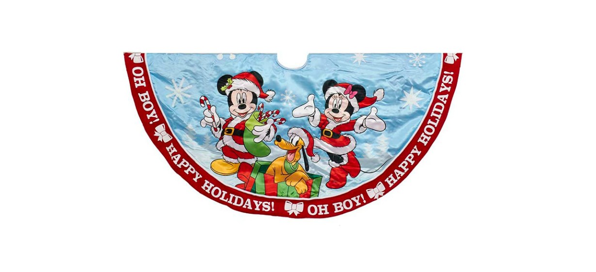 Best Kurt Adler Mickey And Minnie Print Satin Tree Skirt