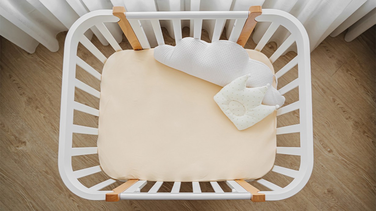 A small crib seen from above