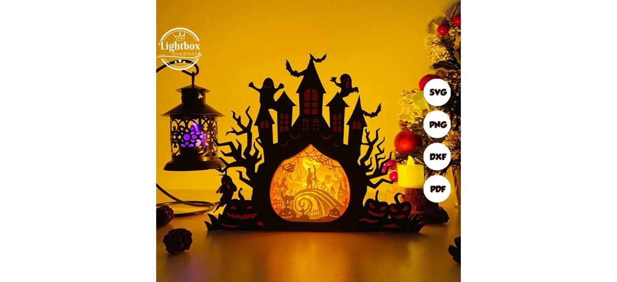 Nightmare Before Christmas Shadow Box display on table
