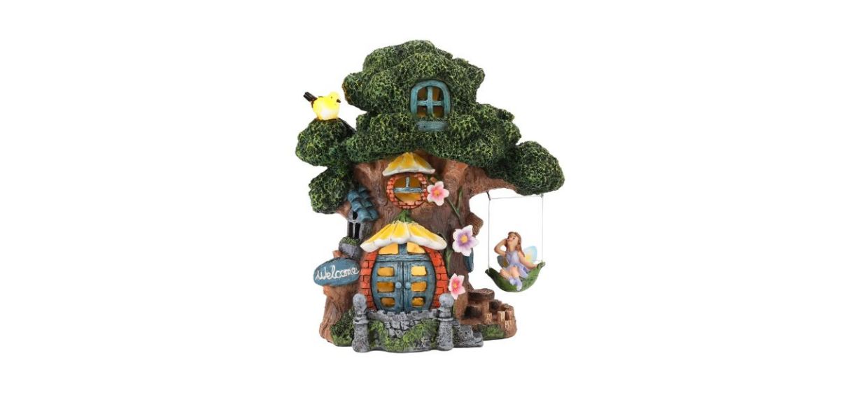 Best Ovewios Fairy House with Solar Lights and Ornaments