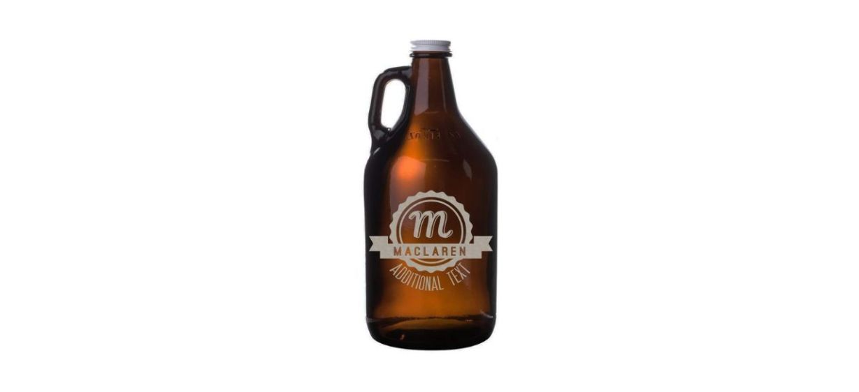 Personalized Etched 64oz Amber Beer Growler
