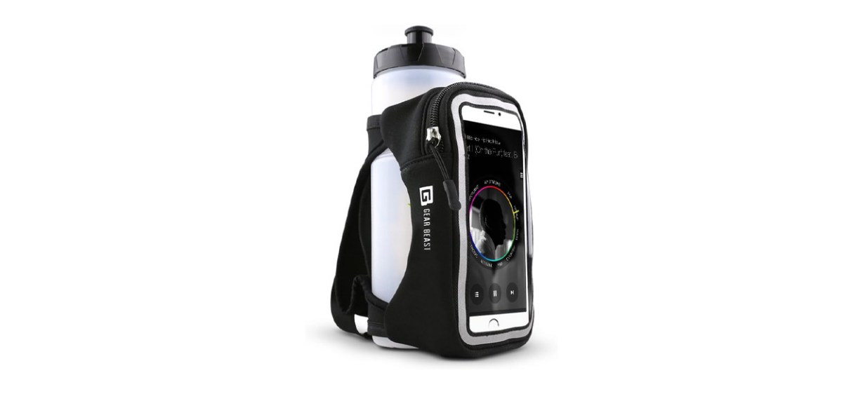 Black and white Gear Beast Running Water Bottle on white background Black and white Gear Beast Running Water Bottle on white background