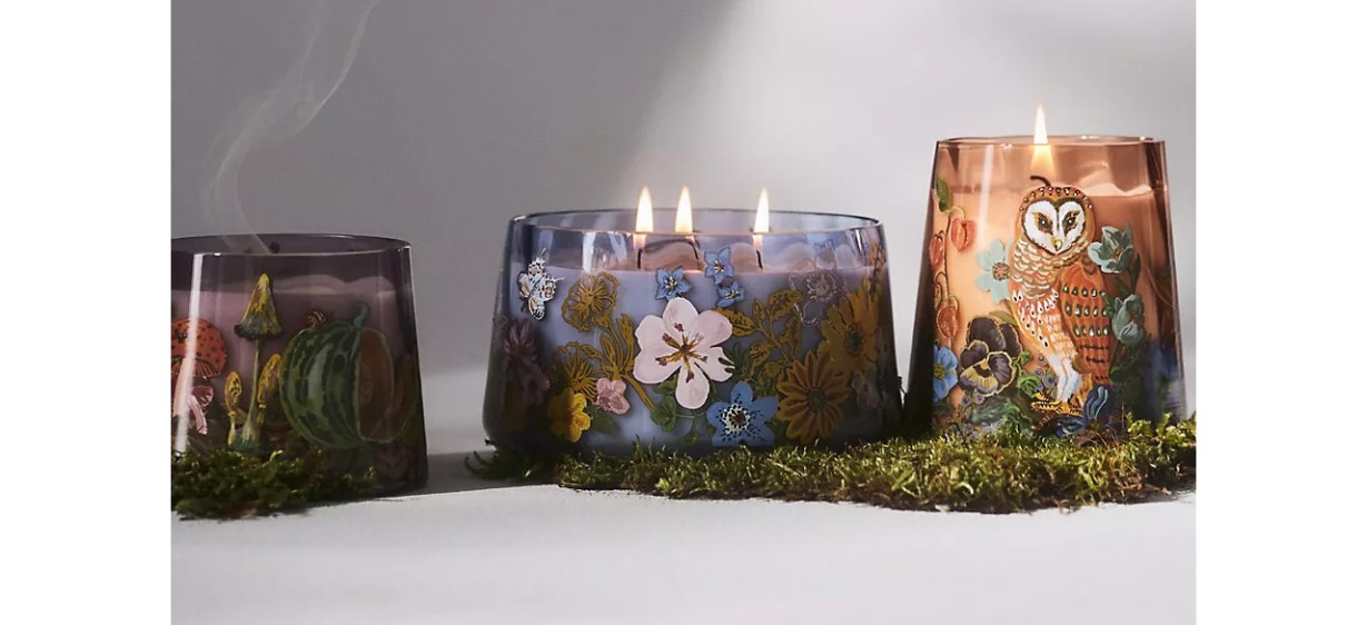 Nathalie Lete Floral Orchid and Amber Glass Candle