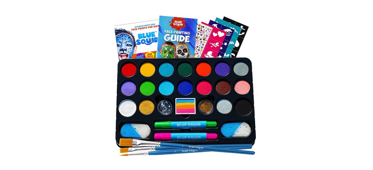 Blue Squid Kids Face Paint Makeup Crayons for Face and Body Skin Safe  Painting Kit 36 Paint Sticks Case