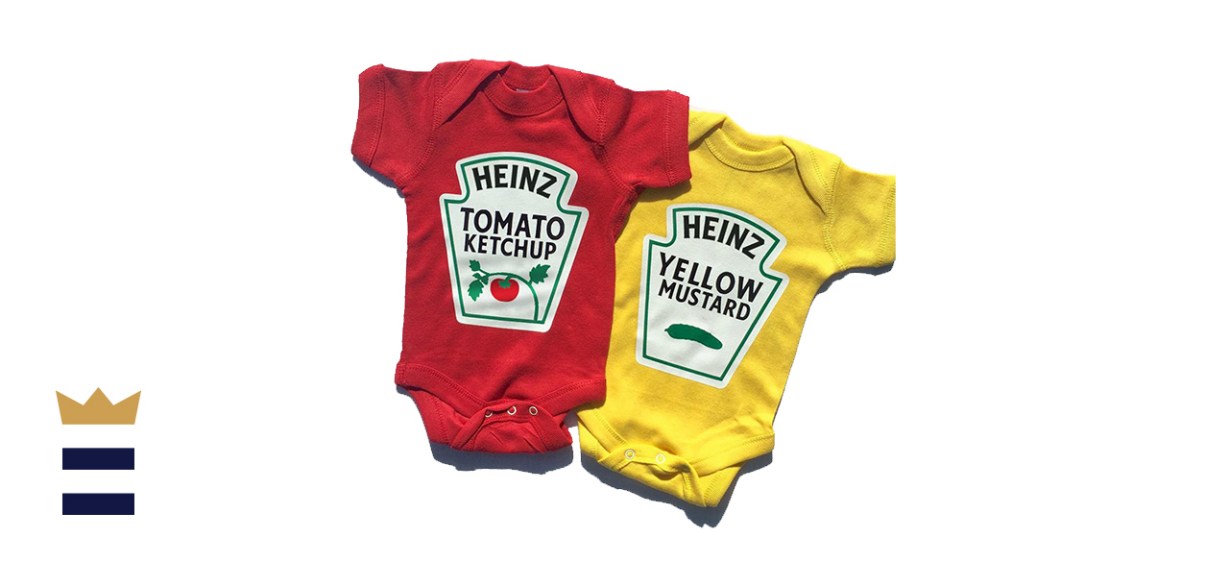 Buzz Bear Studio Ketchup and Mustard Matching Baby Bodysuits