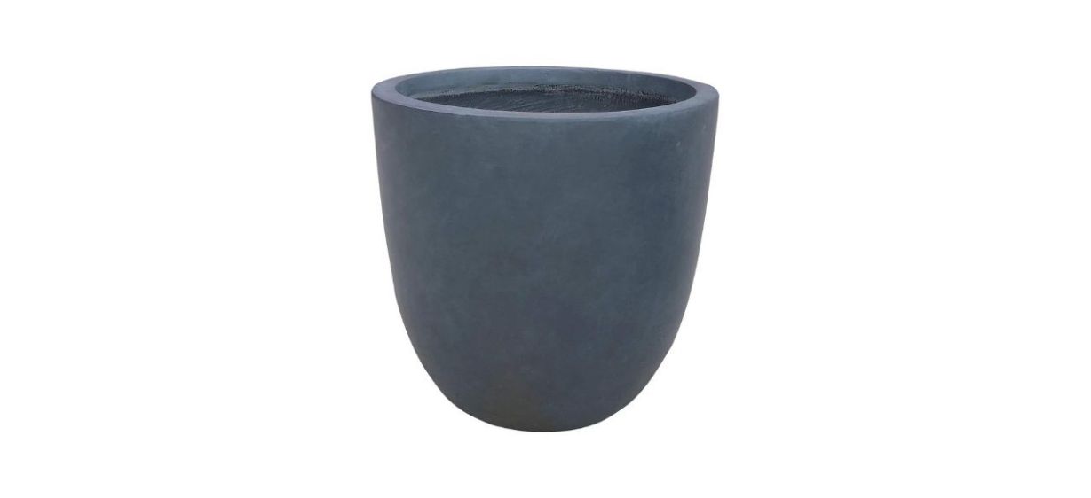 a concrete round outdoor planter