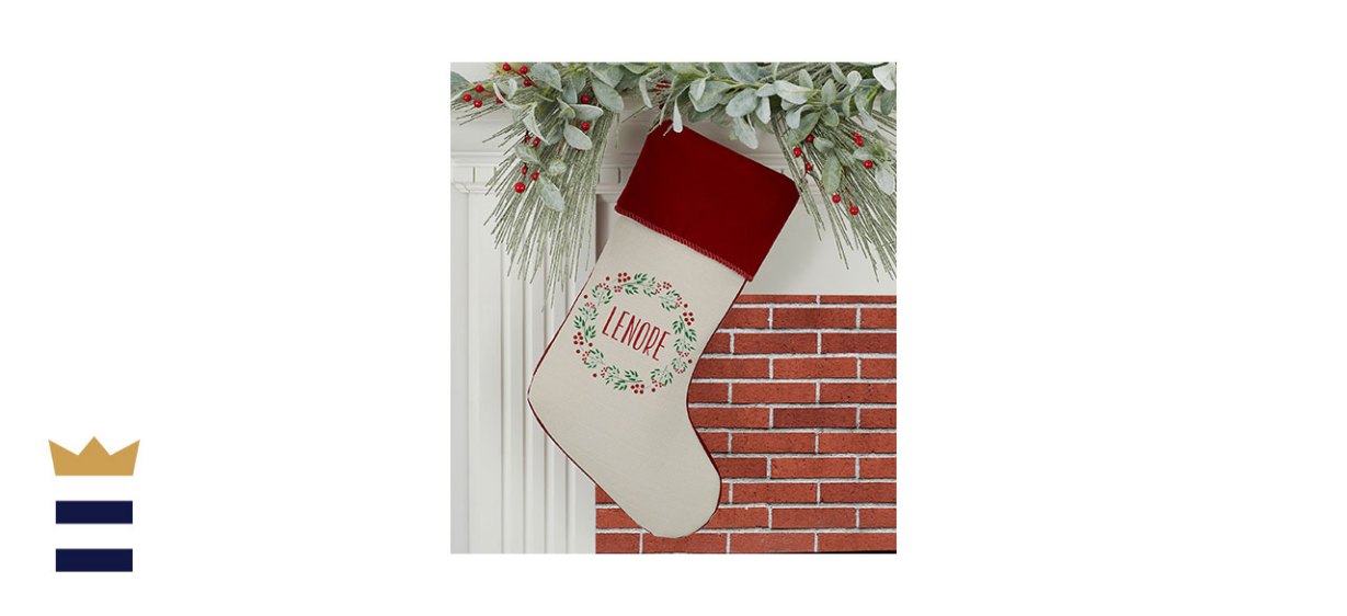 Christmas Wreath Personalized Christmas Stocking