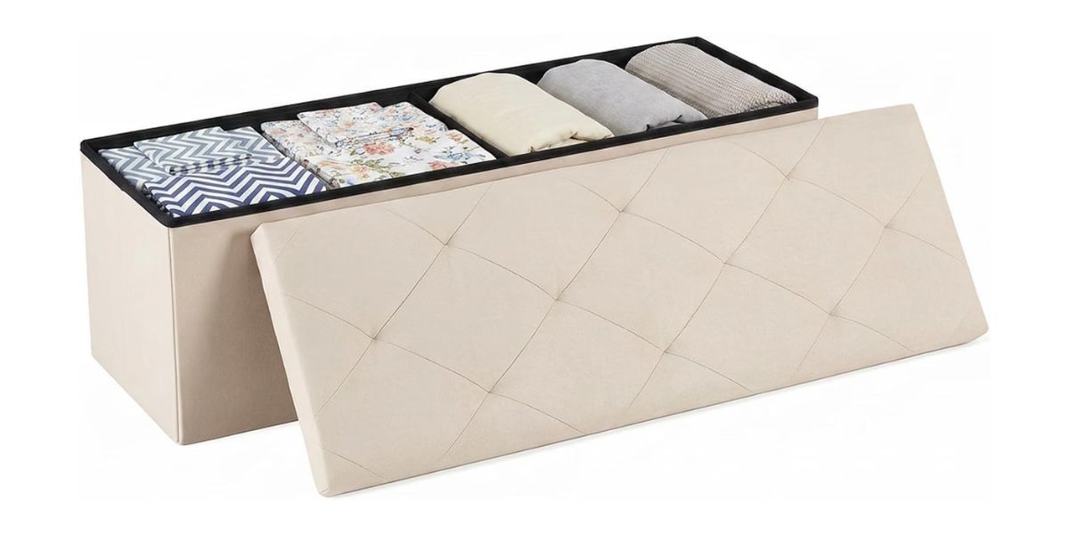 DUMOS 43 Inch Folding Storage Ottoman Bench