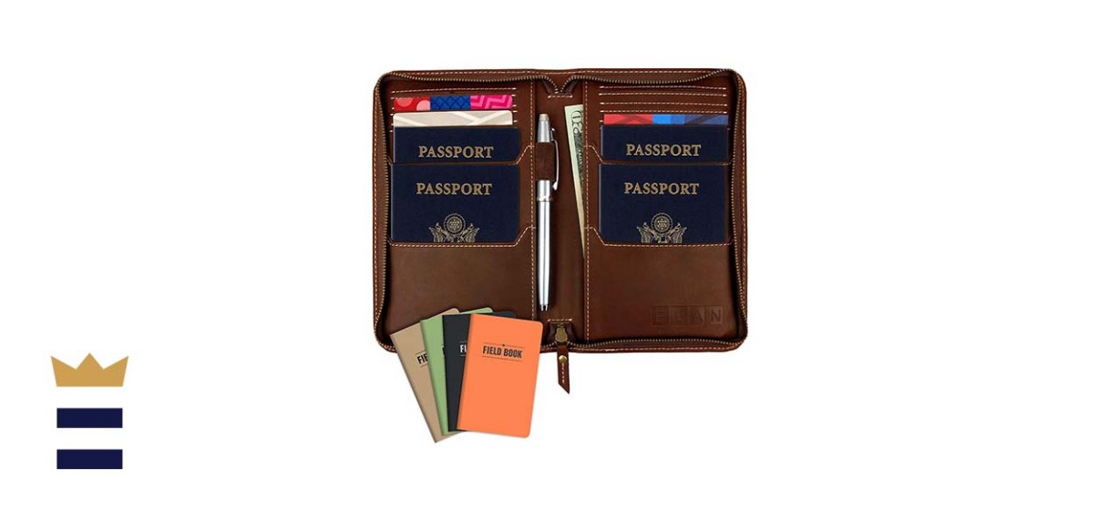 Excello Global Products Leather Travel Wallet and Passport Holder