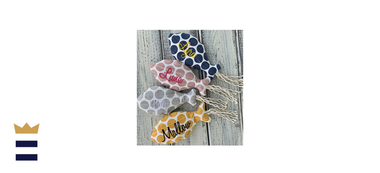 Fish Catnip Toy, Personalized with Embroidered Name