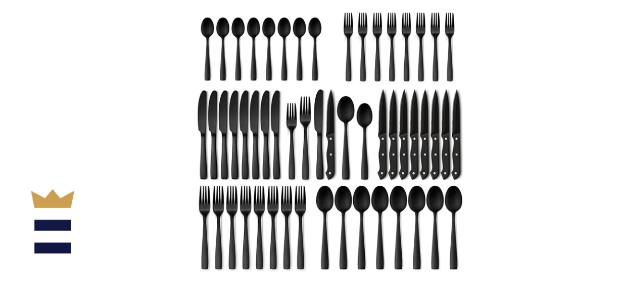 Hiware 48-Piece Matte Black Silverware Set