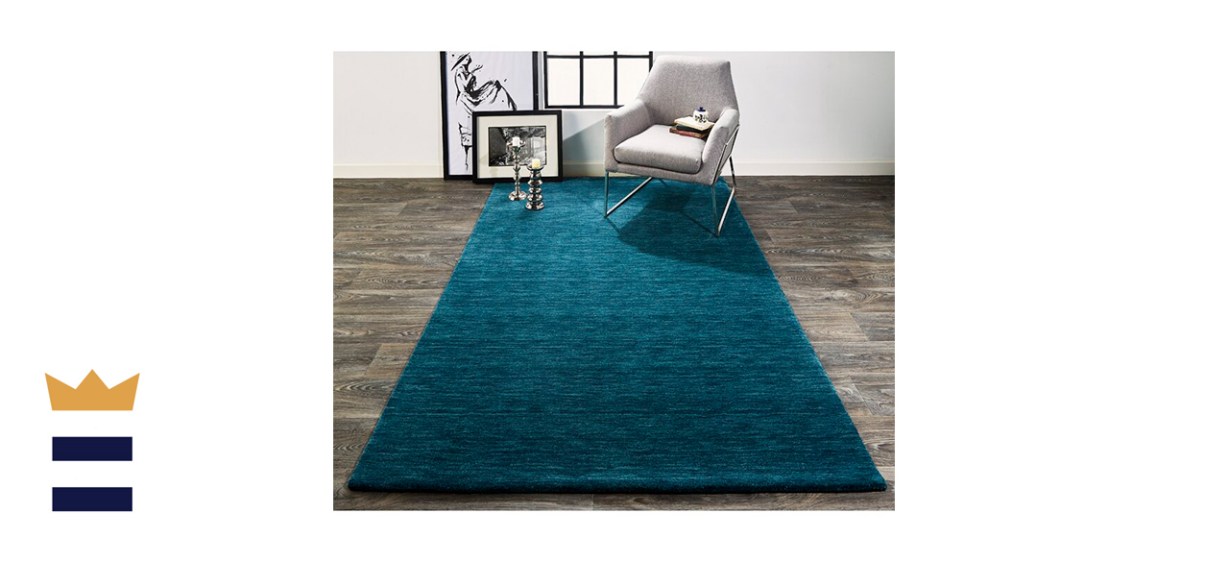 Jada Handwoven Wool Teal Area RugBedroom Area Rug in Aqua