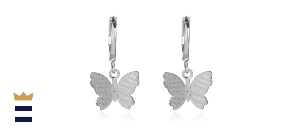 Kercisbeauty Dainty Silver Butterfly Earrings 