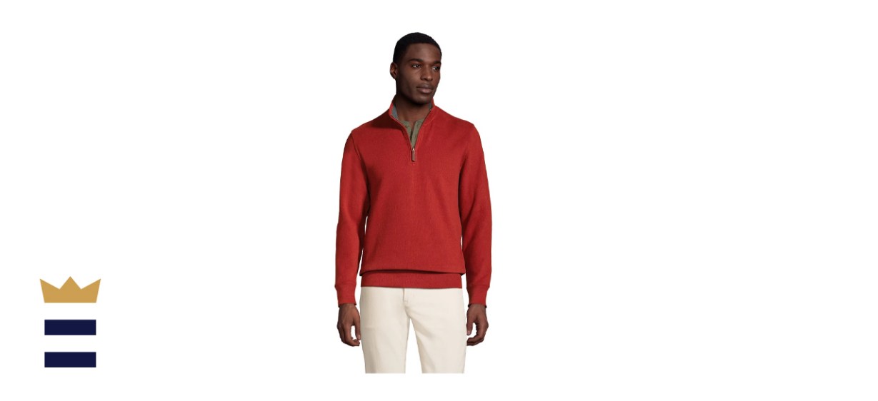 Lands' End Bedford Regular-Fit Ribbed Quarter-Zip Pullover Sweater