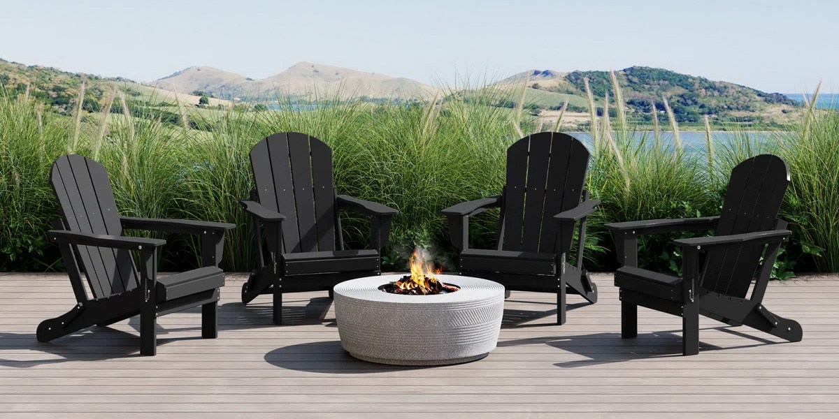 Loon Peak Elland HDPE Folding Adirondack Chair (Set of 4)