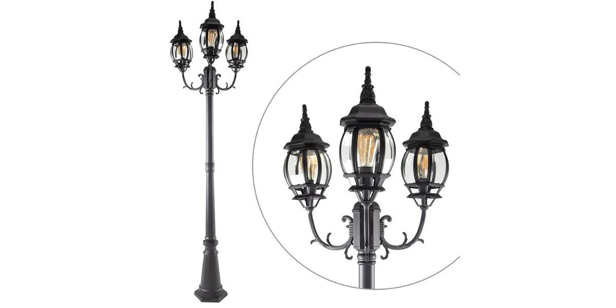 LUTEC LED Outdoor Post Light with Triple-Head