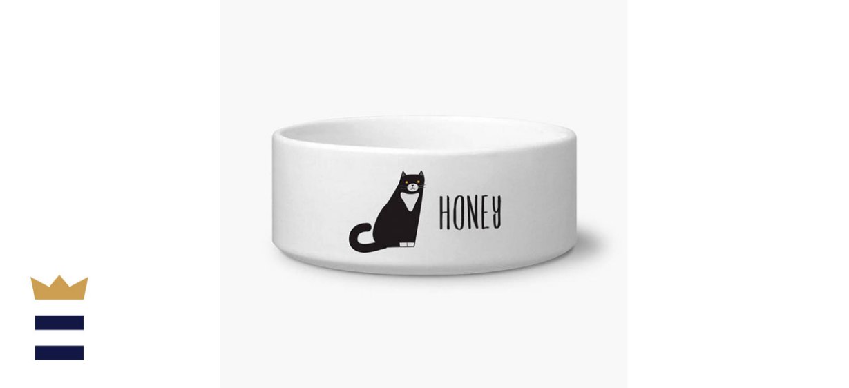 Marble Sheeted Custom Cat Bowl with Personalized Name