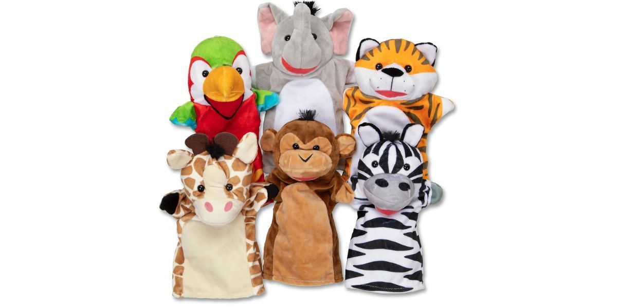 Melissa &amp; Doug Safari Buddies Plush Hand Puppets 6-Piece Pretend Play Set