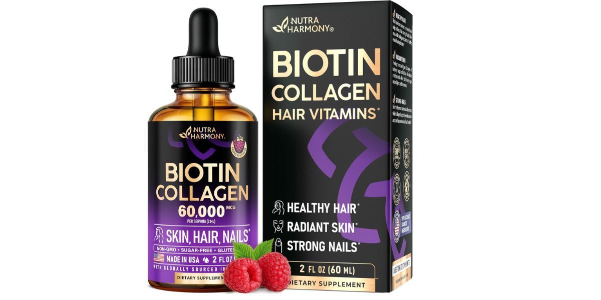 Nutra Harmony Liquid Biotin &amp; Collagen 60,000 mcg