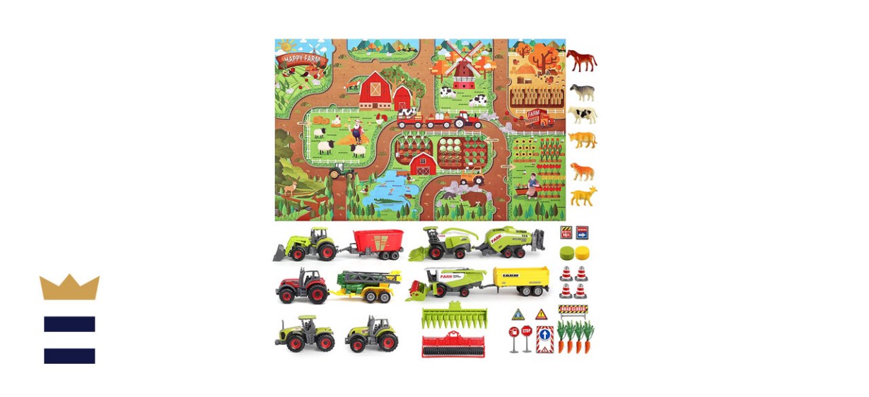Oriate Diecast 38 Piece Farm Tractor with Farm Animal and Activity Play Mat