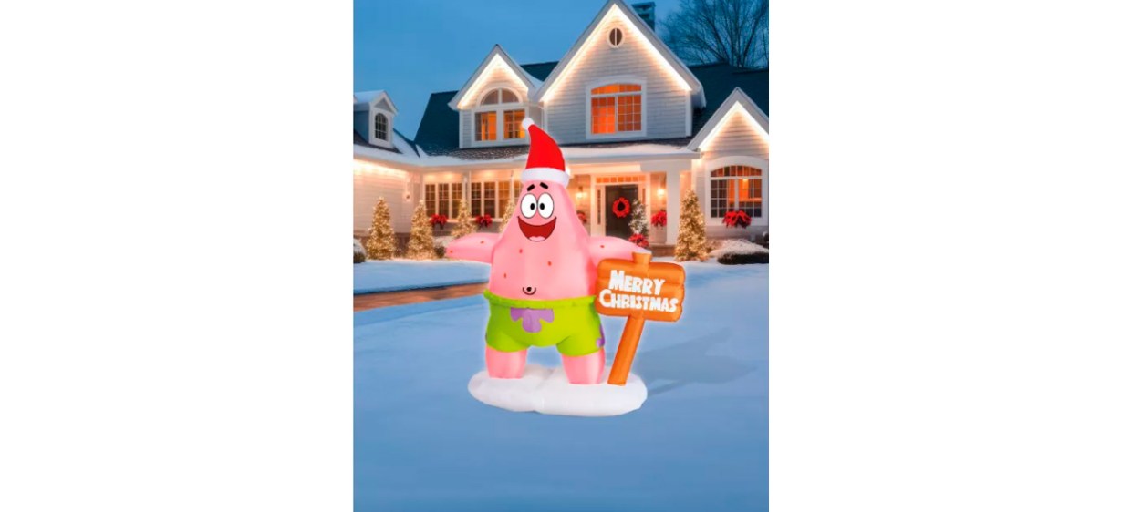 6-Ft Light-Up Patrick Star Christmas Inflatable Decoration – SpongeBob SquarePants 