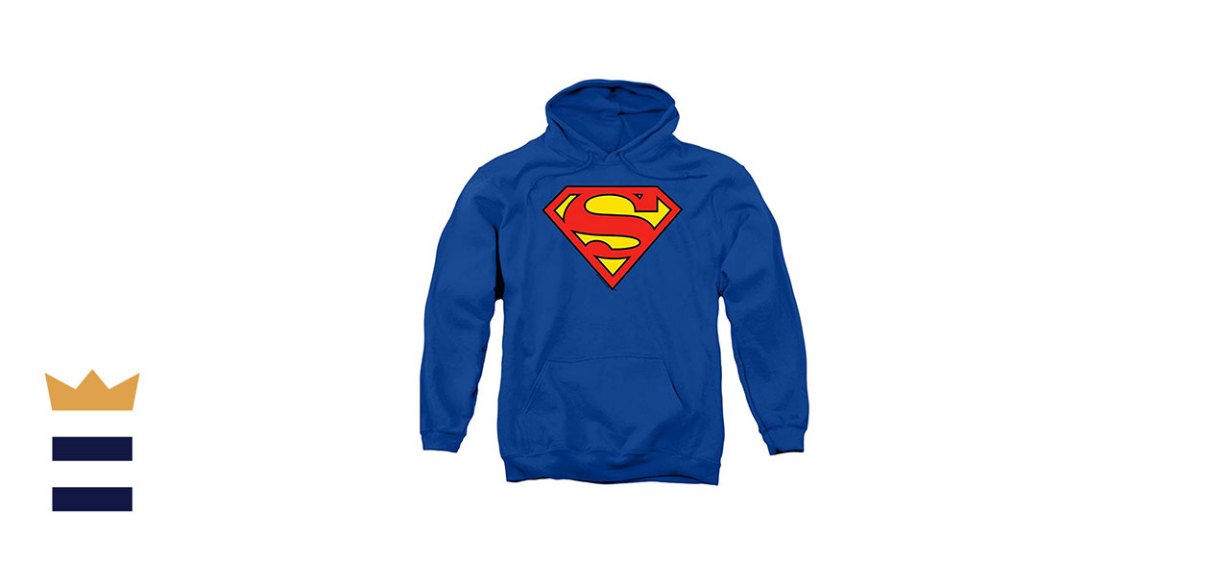 Popfunk Superman Classic Logo Pullover Hoodie Sweatshirt &amp; Stickers