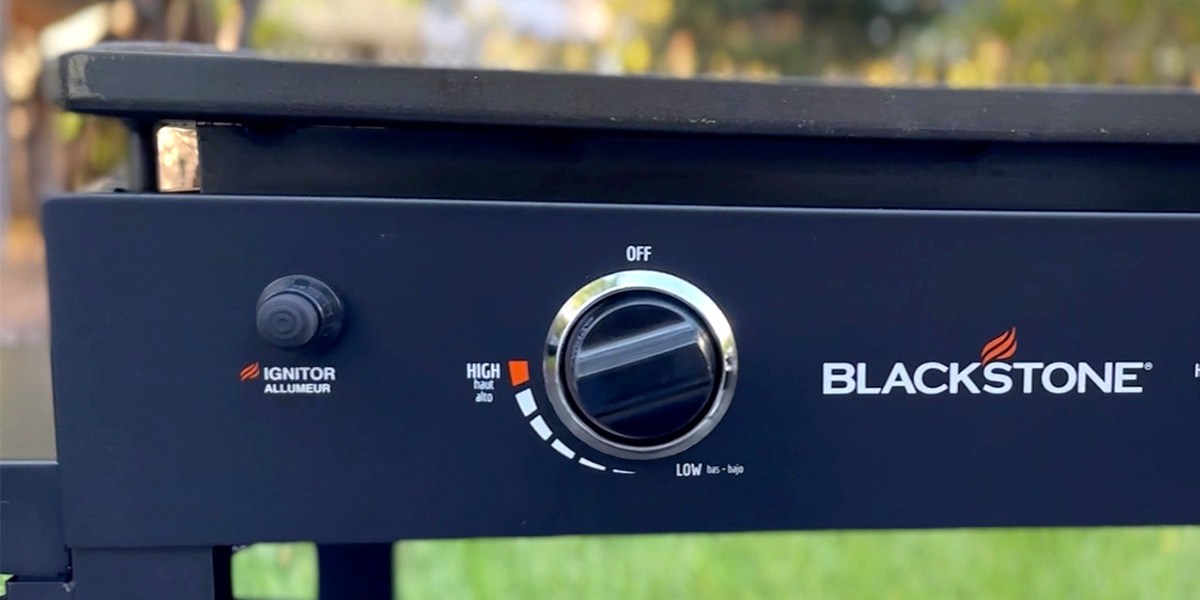 Control panel on front of gas griddle