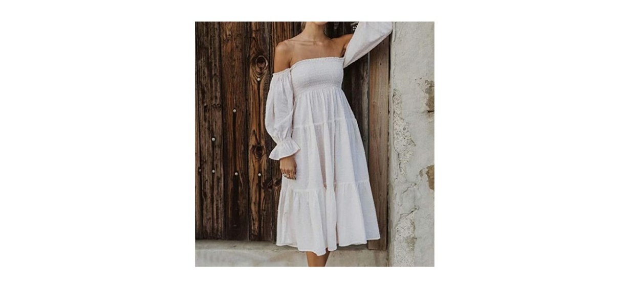 R.Vivimos Womens Summer Cotton Puff Sleeves Dress