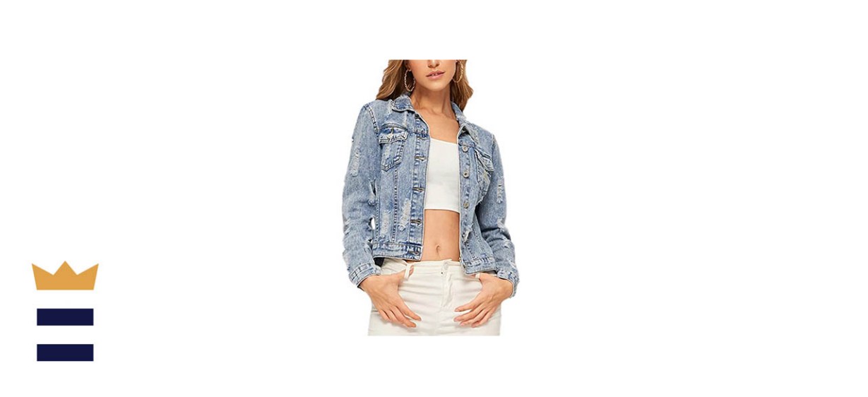 Romwe Women’s Distressed Denim Jacket