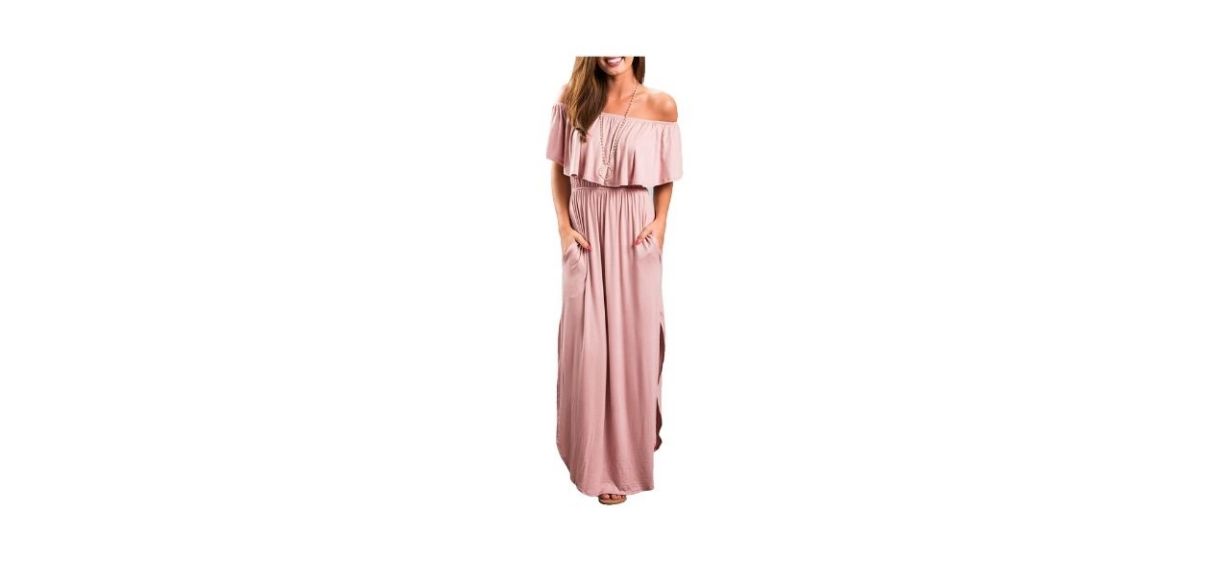 Sarin Mathews Off the Shoulder Ruffle Maxi Dress