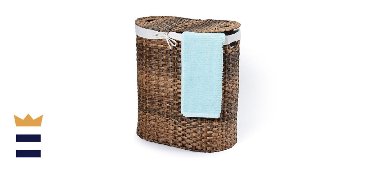 Seville Classics Handwoven Double Hamper with Lid