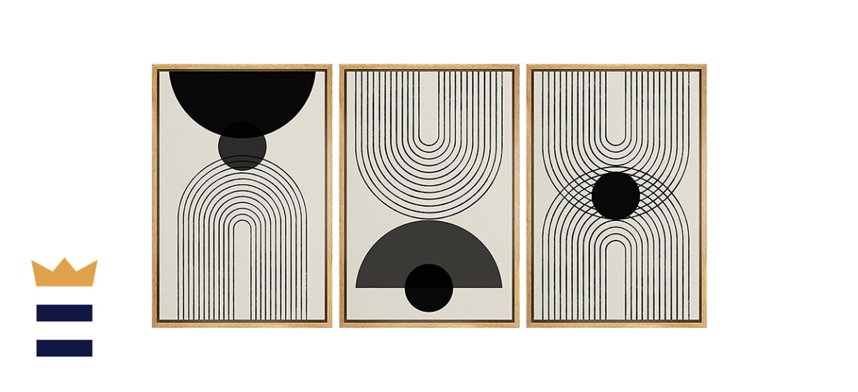 SIGNLEADER Framed Canvas Print Abstract Wall Art, Shapes and Lines in Black