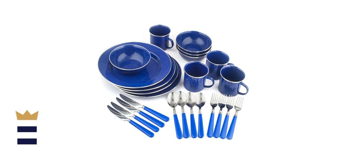 Stansport Deluxe 24-Piece Enamel Tableware Set