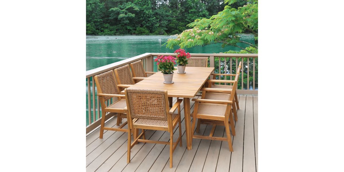 SUMMIT LIVING 9-Piece Acacia Wood Patio Dining Set