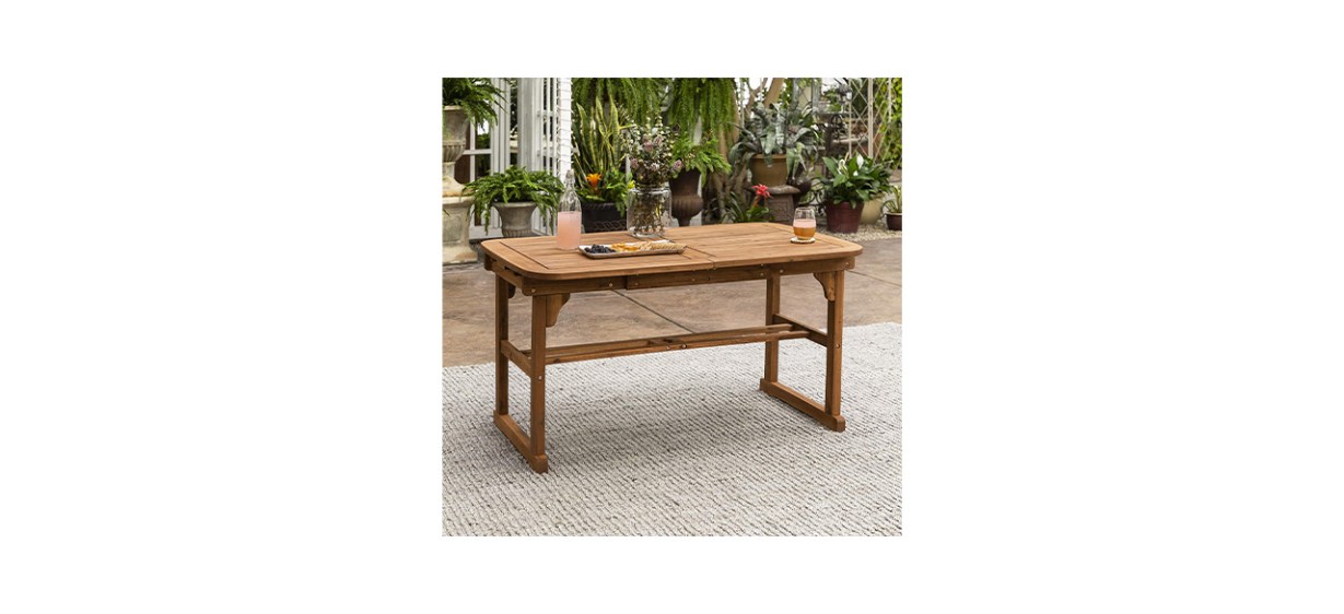 Walker Edison Maui Modern Solid Acacia Wood Outdoor Dining Set