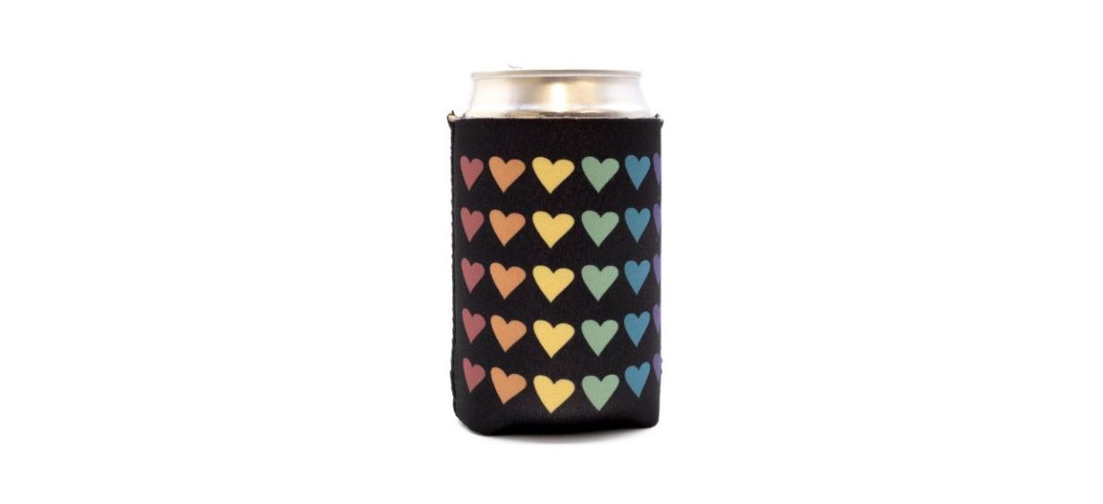 Gay Pride Apparel Hearts Can Cooler Sleeve