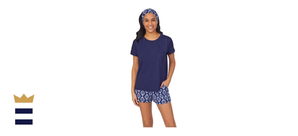 Women's Cuddl Duds® Headband, Pajama Tee &amp; Pajama Boxer Shorts Set