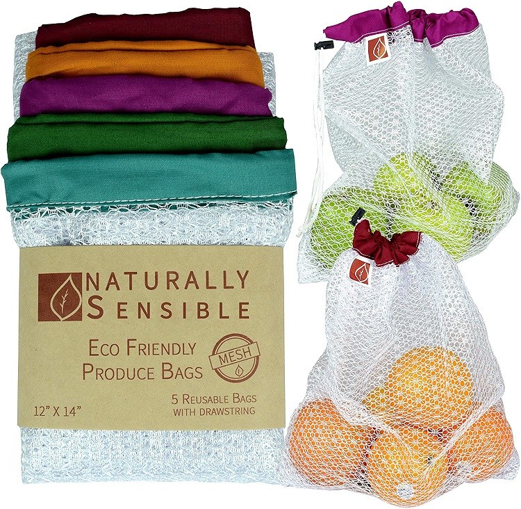 Naturally Sensible Eco-Friendly Produce Bags, Set of 5