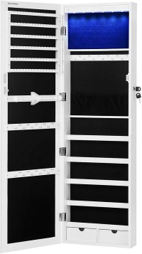 Songmics Lockable, Hanging Jewelry Cabinet with LED Lighting
