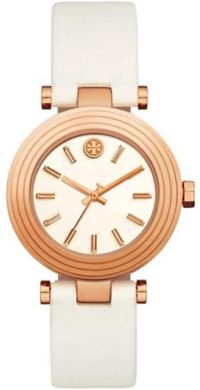 Tory Burch Classic T Ivory Dial White Leather Strap Women’s Watch