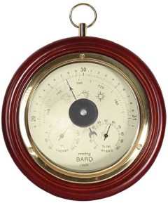 Ambient Weather Cherry Finish Tan Dial Traditional Barometer