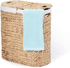 Seville Classics Water Hyacinth Oval Double Hamper