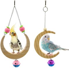 CooShou Natural Wood Swing with Bells