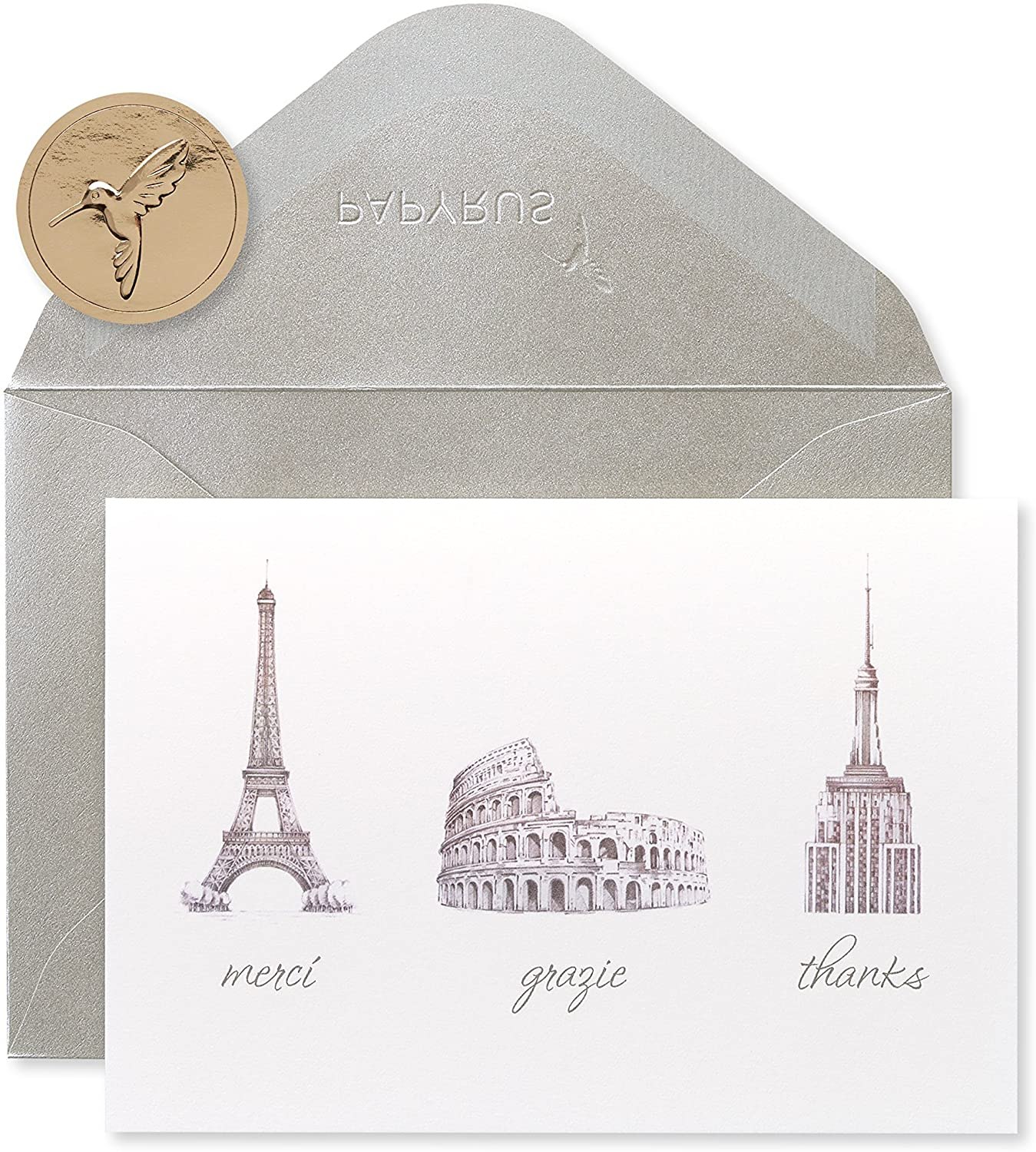 Papyrus Thank You Cards with Envelopes, World Icons (14-Count)