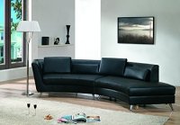 Modern Line Furniture Contemporary Leather Curved Open-Chaise Sectional Sofa