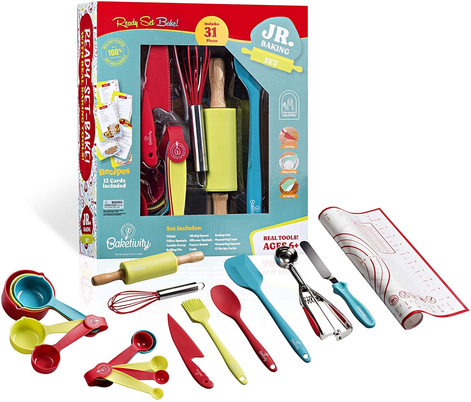Baketivity Kids' Cooking and Baking Set with Recipe Cards