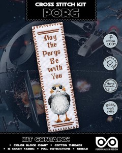 Personalized.Design Star Wars Cross-Stitch Kit 'PORG' - DIY Bookmark Embroidery Set with Pattern