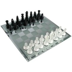 Avant Garde Frosted Glass Chess Set with Mirror Board