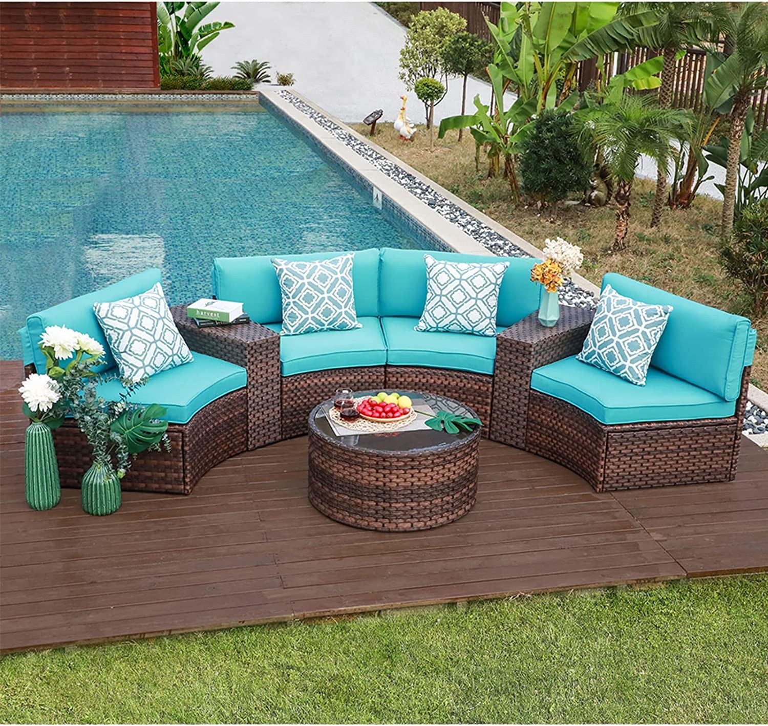 OC Orange-Casual Outdoor Patio Furniture Half-Moon Set